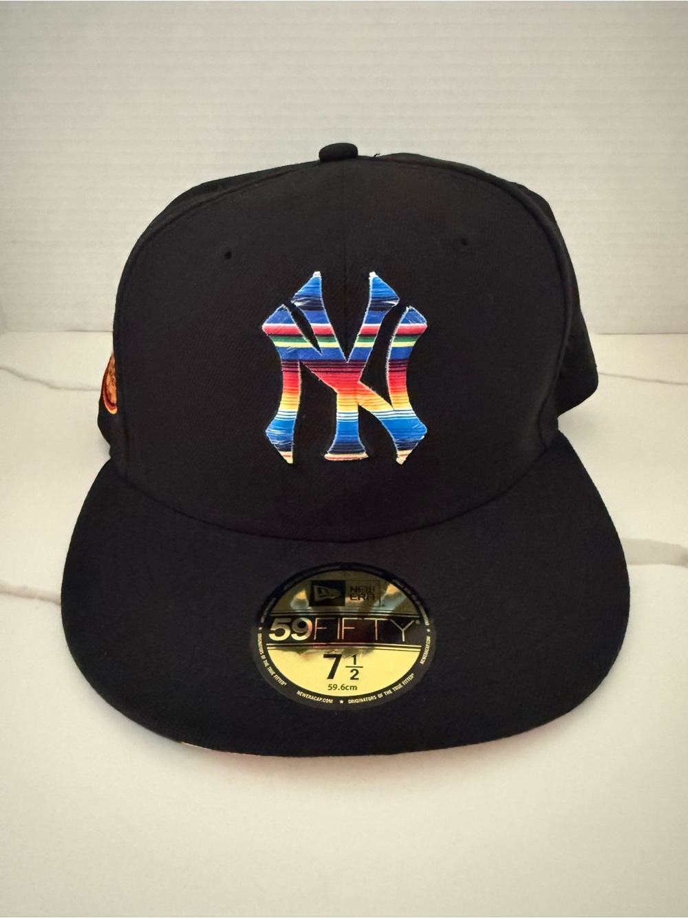 New York Yankees Fitted Hat, Mexican Blanket Logo & Brim, Serape Pattern, 7 1/2